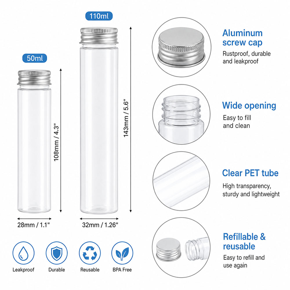 20pcs 50ml/100ml Clear Flat Tu - огляд і ціна Snapback Hat Flat