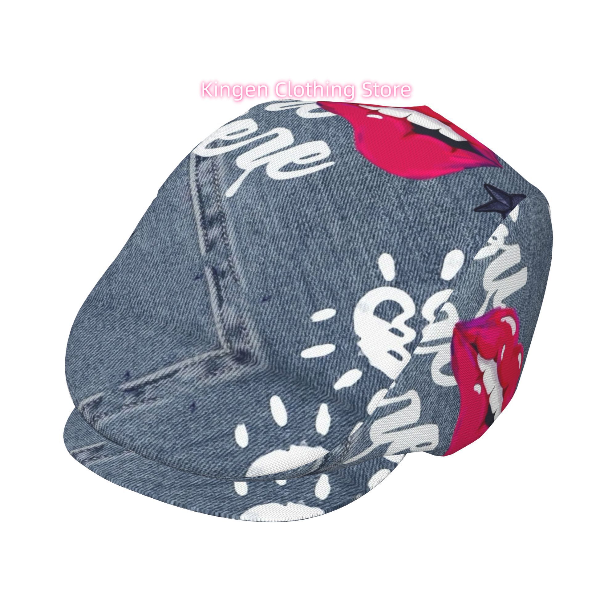 1pc Red Lips on All-over Print - огляд і ціна Newsboy Cap Ivy
