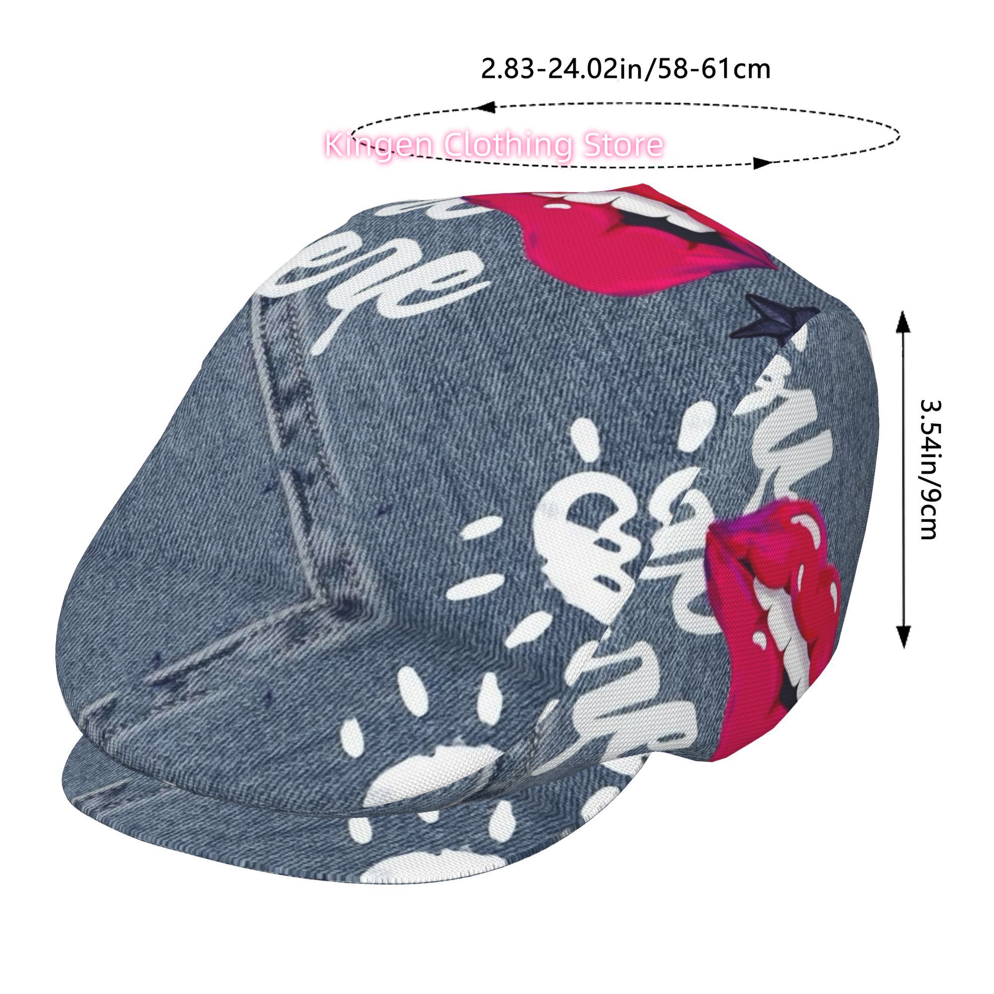1pc Red Lips on All-over Print - огляд і ціна Newsboy Cap Ivy