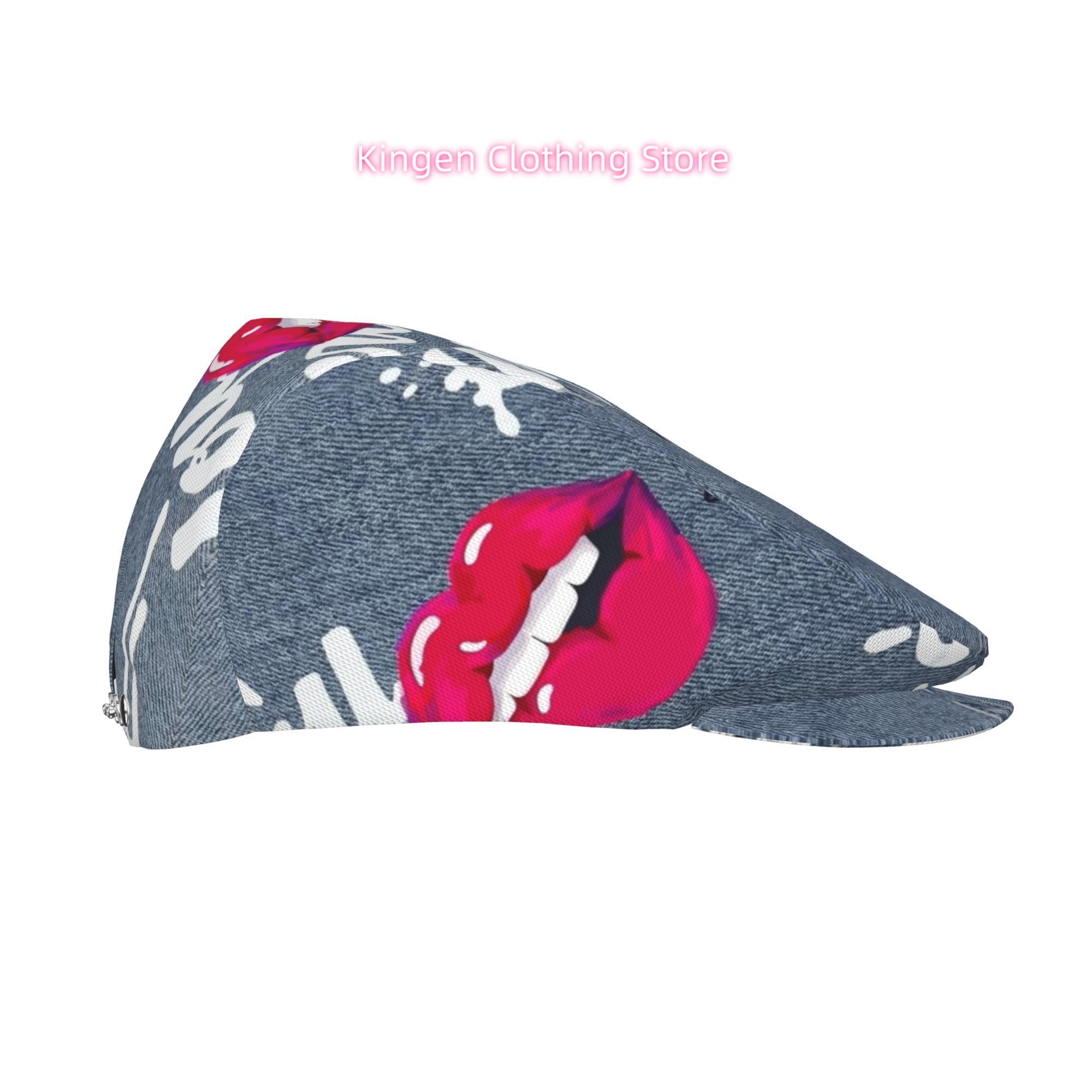 1pc Red Lips on All-over Print - огляд і ціна Newsboy Cap Ivy